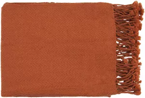 Carpet Oranges Tonal Chevron Solid Throw Blanket TUR-8403 - Aprx 50" x 60" - Picture 1 of 4