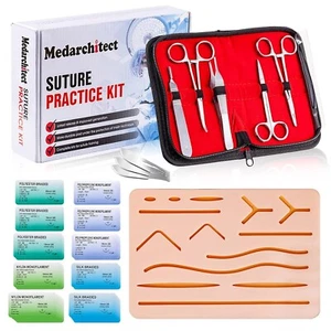 Kit completo di sutura pratica per studenti di medicina strumenti di formazione filo ago - Foto 1 di 6