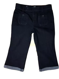 Ann Taylor LOFT Flare Leg Denim Capri Cropped Cuff Jeans Womens SZ 8 - Picture 1 of 6