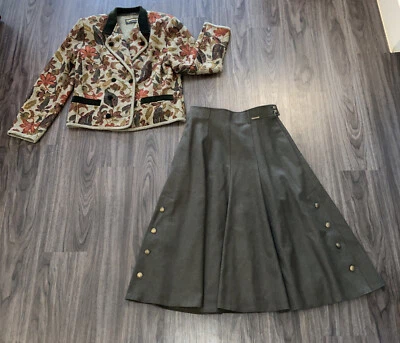 Conjunto de blazer e saia de lã berinjela Geiger tamanho UE 38 / EUA tamanho 8 - Imagem 1 de 4