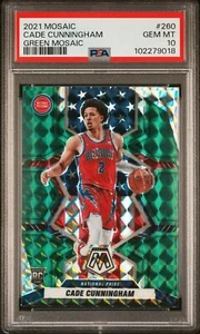 2021 Panini Mosaic Cade Cunningham Green Mosaic Rookie #260 PSA GEM MINT 10 - Picture 1 of 2