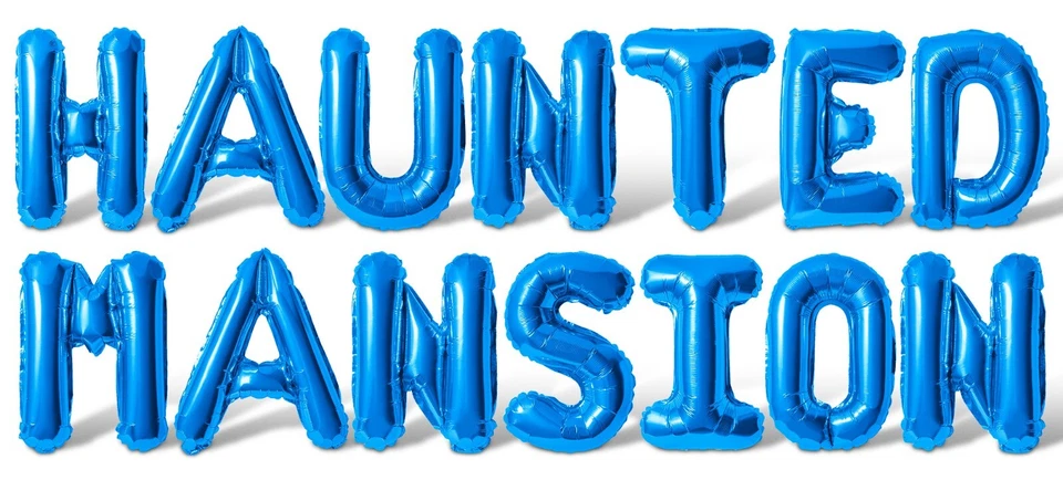 Banner globo con letras HAUNTED MANSION - HÁGALO USTED MISMO decoraciones de suministros para fiestas de Halloween Foto 1 de 4