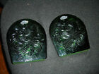 Pair Of Green Vintage Very Heavy Blenko Mantle Piece Decorations Or Bookends