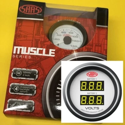 SAAS Muscle SG-DDVLT52W Voltage gauge dual digital 8-18 V 52mm 2" White 52mm 2" - Image 1 of 4