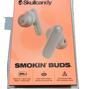 WHITE Skullcandy Smokin' Buds in-Ear Wireless Earbuds, 20 Hr Battery Bone Orange - Picture 1 of 2