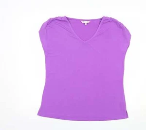 Michele Hope Womens Purple Polyester Blend Basic T-Shirt Size 14 V-Neck - Picture 1 of 12