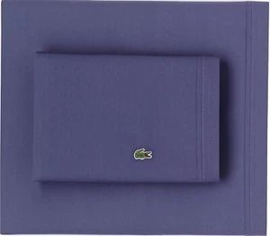Lacoste Home Solid Cotton Percale Sheet Set, Queen,Vintage Indigo. - Picture 1 of 3