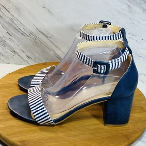 cl by laundry In Navy And Indigo Striped Ankle Strap Heels Size 9M - Picture 1 of 7
