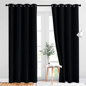 NICETOWN Black Blackout Curtains for Bedroom 84 Inches Long - Light Reducing The - Picture 1 of 5