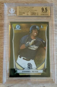 2014 BOWMAN CHROME SERIES 2 BLACK STATIC REFRACTOR FRANMIL REYES /35 BGS 9.5 - Picture 1 of 2