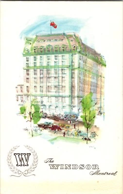 Montreal Quebec Windsor Hotel Dominion Square Watercolour Art Signed Postcard - Image 1 of 3