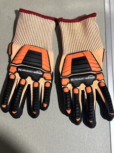 NEW 13G GOLDSILK & FOAM GLOVES W/ IMPACT PROTECTION SZ-S 3 PAIR ORANGE & BLACK - Picture 1 of 3