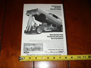 1966 DON NICHOLSON MERCURY COMET ORIGINAL AD - Foto 1 di 6