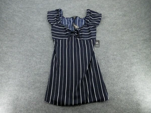 Express Dress Womens Medium Blue Striped Cap Sleeve Square Neck Ladies M NEW - Picture 1 of 18