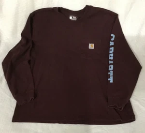 Carhartt 105495 PRT Men's Burgundy L/S Logo Graphic Pocket Tee - Large - Picture 1 of 5
