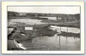 River Scene Bridge Train Mongo Indiana IN c1908 Postcard - Picture 1 of 2