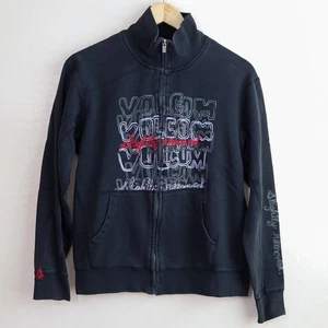Vintage Volcom Full Zip Jacket "Slightly Removed" Black Graphic Womens S Y2K - Picture 1 of 12