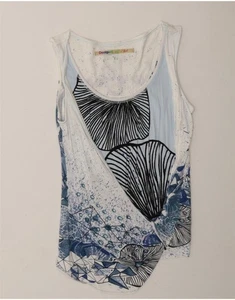 Camicetta donna senza maniche Desigual UK 14 grande bianca floreale viscosa DG70 - Foto 1 di 3