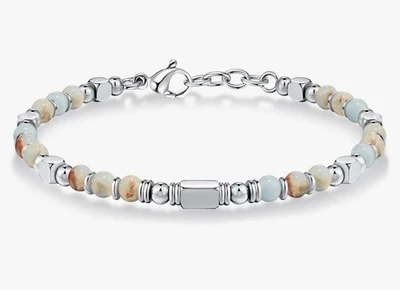 Brazalete Natural Amazonita Océano Jaspe Cuentas Cristal Curativo Boho Bohemio Nuevo Foto 1 de 4