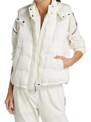 Brunello Cucinelli Vest Jacket Puffer Down Hooded White women  XL  50 - Image 1 of 4