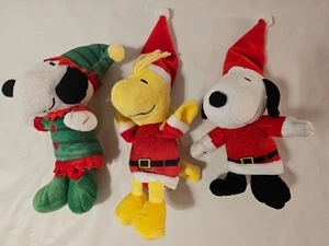 Peanuts Snoopy Woodstock Navidad Lote de 3 Chirridos Peluche 6" Juguetes para Perros - Imagen 1 de 6