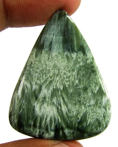 42.80 Ct Natural Green Seraphinite Loose Gemstone Cabochon Wire Wrap Stone-62289 - Picture 1 of 5