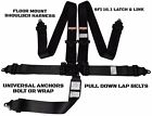 SUPER STOCK RACING HARNESS SFI 16.1 LATCH & LINK FLOOR MOUNTED 5 POINT BLACK