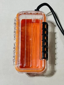 Plano Model 1450 Waterproof Box • Clear Lid /Orange • Rubber Bottom - Picture 1 of 3