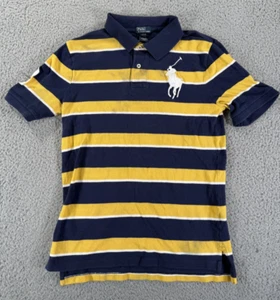 Vintage Polo Ralph Lauren Shirt Youth Large (14-16) Blue Yellow Striped Big Pony - Picture 1 of 11