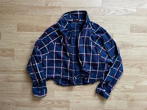 Women’s FashionNova Button Down Multicolored Plaid Blouse Size L - Picture 1 of 10