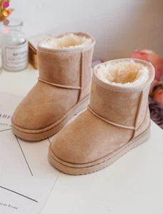 New Kid's Camel Suede Low Platform Fur Lined Over Ankle Boots & Fur. EU 31- 36 - Picture 1 of 7