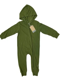Kyte Baby Infant Olive Green Hooded Jersey Romper Bamboo Long Sleeve 2T NWT - Picture 1 of 8