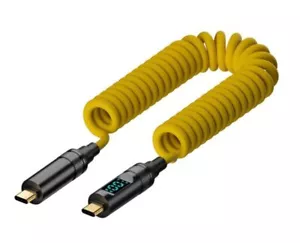USB C 100W PD Data/Charge Coiled OTG Cable | 8K@60Hz | Male to Male | 1.8m - Picture 1 of 8