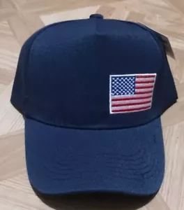 American Flag Baseball Cap Adult One Size Fits All Navy Blue Brand New - Picture 1 of 5