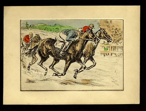 Handkoloriertes Engaving Pferderennen - Bild 1 von 1