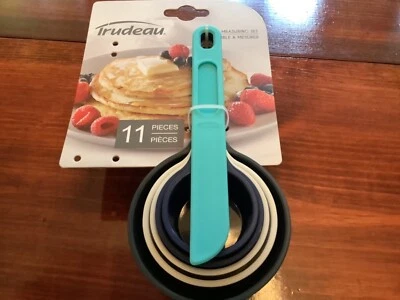 Trudeau Plastic Measuring Cup Set with Level, 6 pieces, Blues & Greys  - Image 1 of 4