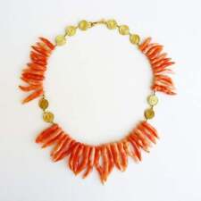 Stunning Coral Necklace 18K Gold - High End - Statement - Handmade Jewelry OOAK