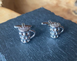 Manschettenknöpfe Cufflinks Bierglas Bierschaum Geschenkidee Hochzeit NEU 08M - Bild 1 von 3