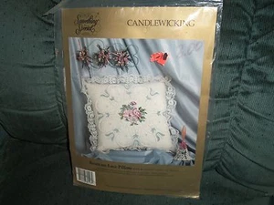 Candamar Designs Something Special Candlewicking Roses On Lace Pillow Kit New - Picture 1 of 1