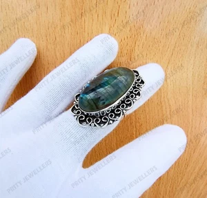 Natural Labradorite Gemstone Ring, 925 Sterling Silver Ring, Handmade Ring - Picture 1 of 5