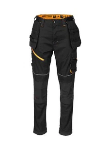 Worktough Stretch Holster Pocket Work Trousers Tapered Fit Black (Various Sizes)