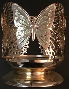 Bath & Body Works GOLD 3 BUTTERFLY Pedestal 3-Wick Candle Holder New - Picture 1 of 2