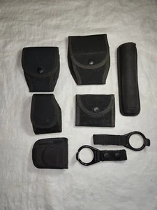 Uncle Mike's Bianchi Duty Tactical Belt Black Nylon Accessories Lot Pouches - Picture 1 of 22