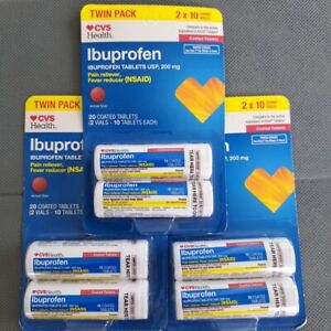 3X  Ibuprofen 200 mg Twin Packs Travel/Pocket Pack 10 Count - 4 packs Exp. 01/25