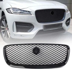 Front Upper Vent Grille Gloss Black Mesh Radiator For 2016-2020 Jaguar F-PACE - Picture 1 of 11