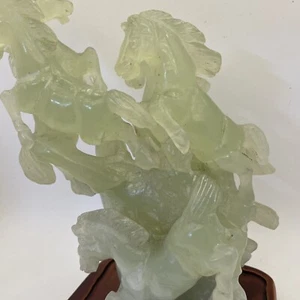 RARE Exquisite 202 Chinese Carved Art Jade Horse Tree Spiritual Horses - Picture 1 of 24