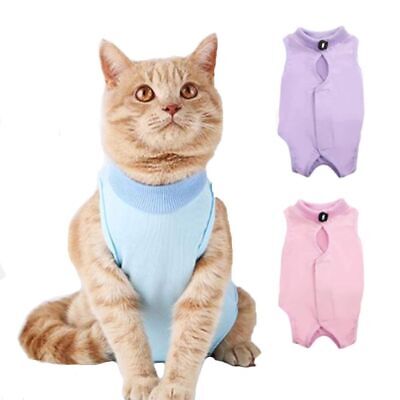 Cat Recovery Suit Jumpsuit Care Pet Kitten Anti Bite Prevent Lick Wear Vest~ • 8.09€
