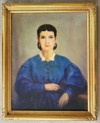 PINTURA AL ÓLEO RETRATO MUJER ÉPOCA VICTORIANA ANTIGUA FIRMADA ARTISTA FLORIDA Foto 1 de 4