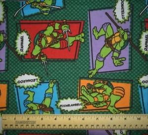 10" x 42"  100% cotton flannel Springs Teenage Mutant Ninja Turtles comic - Picture 1 of 2