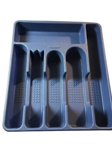 Vintage Rubbermaid 2925 blu argenteria vassoio utensili cassetto organizer. - Foto 1 di 5